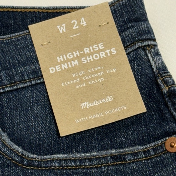 New‎ Madewell Shorts Women's 24 High Rise Denim Blue Jean Magic Pockets - Picture 2 of 5